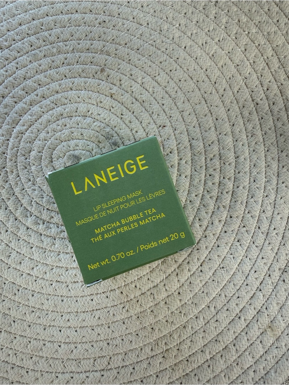 LANEIGE Matcha Bubble Tea Lip Sleeping Mask - Green with Yellow Logo